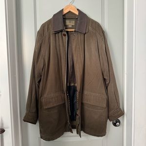 Rainforest Tencel Barn Coat w/ Removable Down Filled Lining and Leather Collar